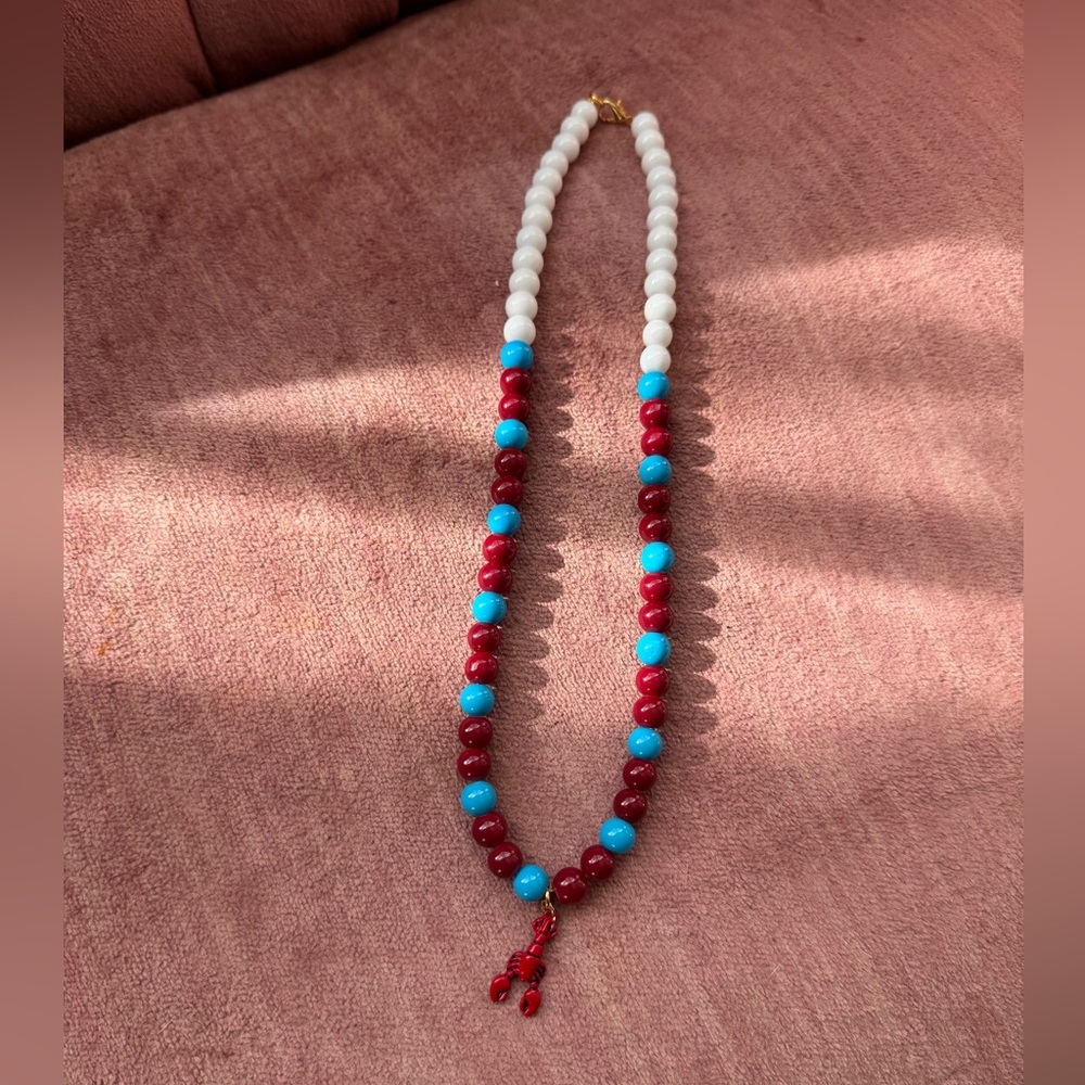 Handmade Glass Bead Lobster Necklace